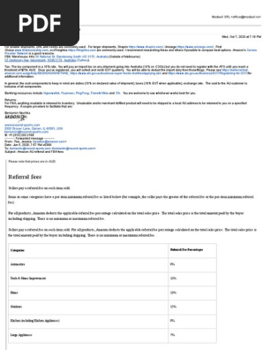 Amazon AU referral and FBA fees
