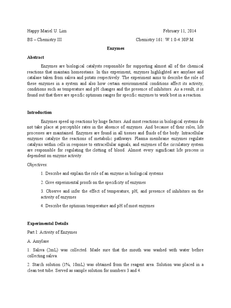 Enzyme Activity: Effects & Analysis | PDF | Enzyme | Catalysis
