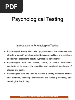 Psychometry Unit 2 Psychological Testing Psychometrics