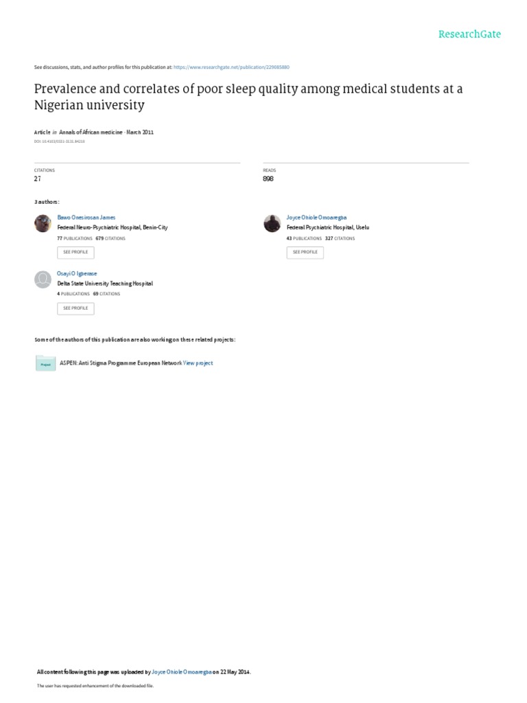 Prevalence and Correlates of Poor Sleep Quality Among Medical Students ...