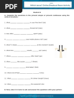 Which tense Online Breakout Room Activity Student B