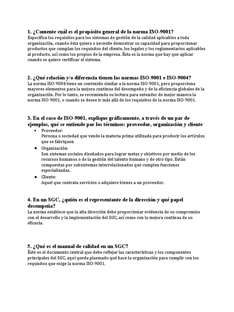 Guía sobre la norma ISO-9001 y SGC | PDF | Calidad (comercial) | Economias