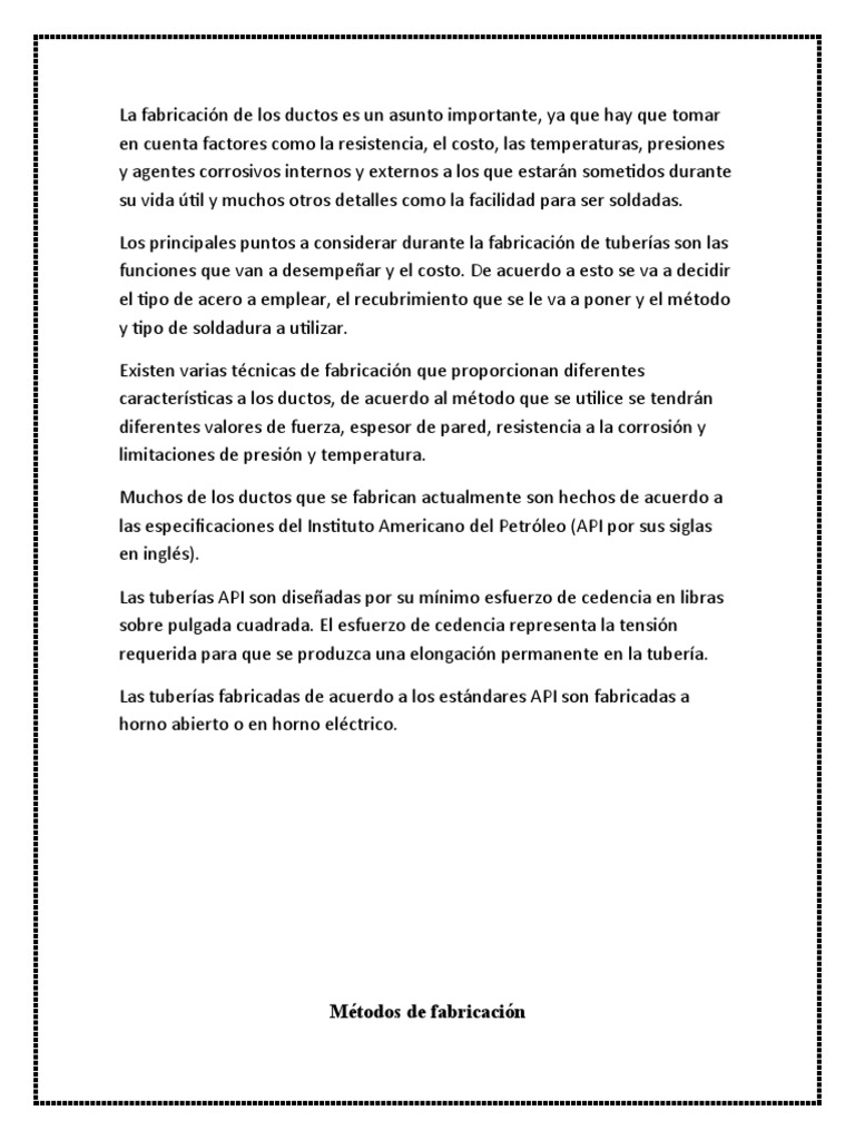 Como Se Fabrican Los Ductos Y Sus Metodos De Fabricacion Pdf Acero