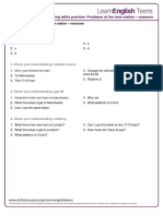 Speaking Skills Practice: Problems at The Train Station - Answers