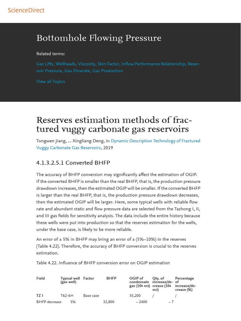 Bottomhole Flowing Pressure Reserves Estimation Methods of FracTured