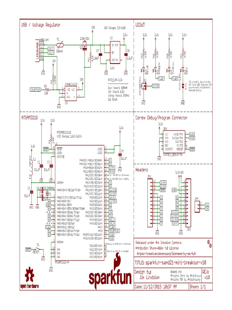 Sparkfun Samd21 Mini Breakout v10 PDF | PDF