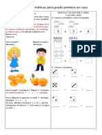 Guía de Matemáticas para Grado Primero en Casa