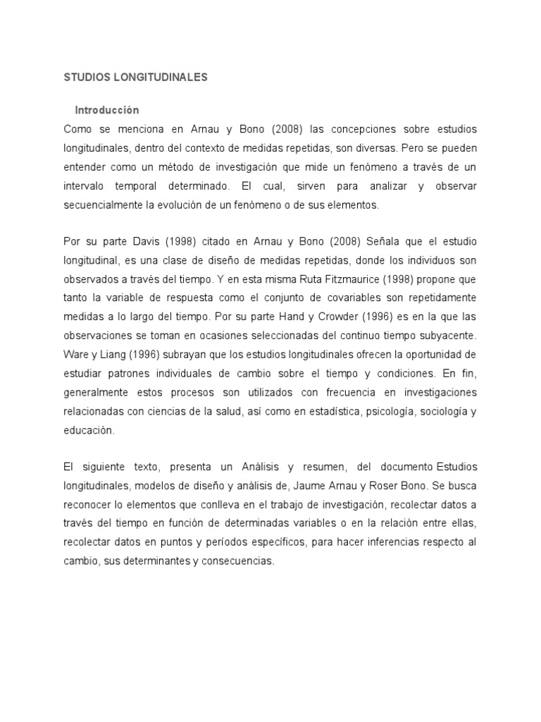 Análisis de Estudios Longitudinales | PDF | Análisis de variación | Hora