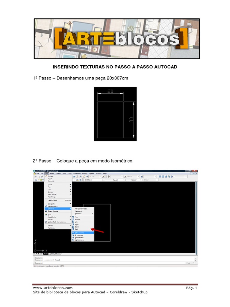 Inserindo Texturas no AutoCAD 3D | PDF | Auto Cad | SketchUp