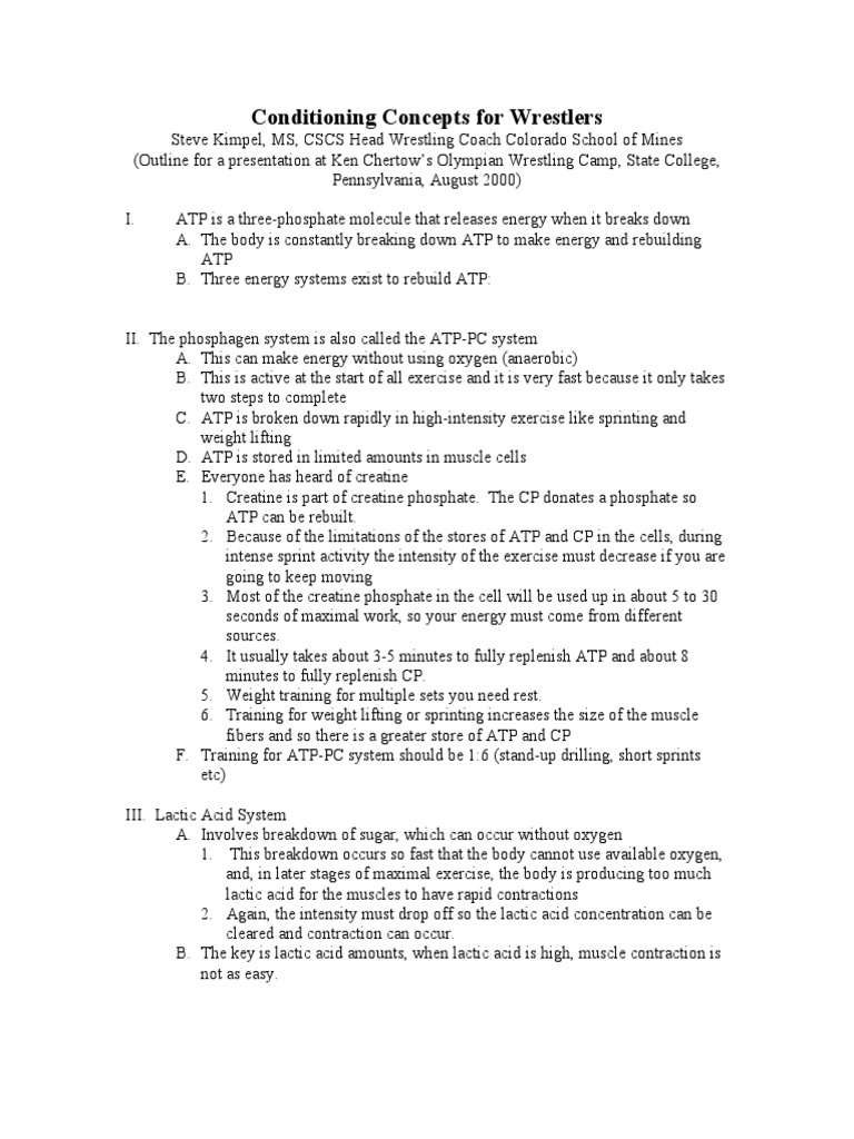 Conditioning Concepts For Wrestlers PDF Determinants Of Health