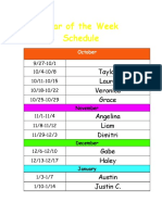 Star of The Week Schedule