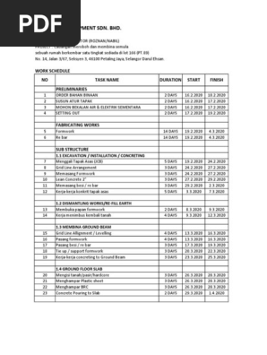 work schedule