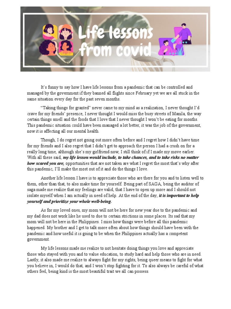Life Lessons From Covid 19 | PDF | Psychology | Behavioural Sciences