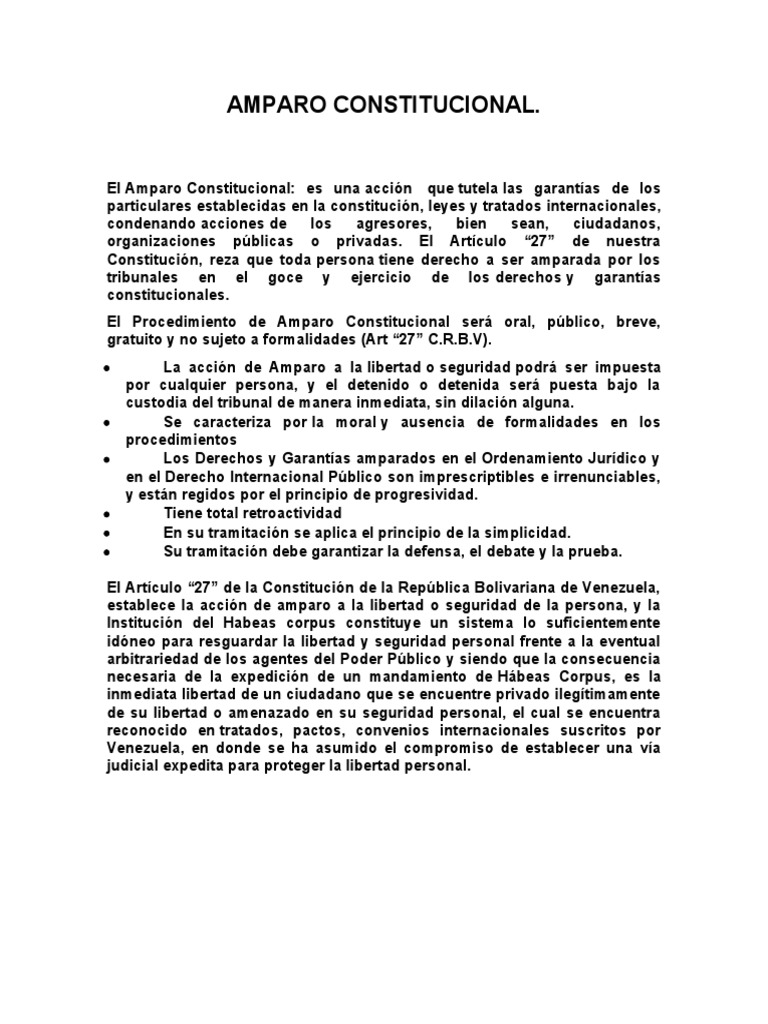 Amparo Constitucional | PDF | Habeas corpus | Ley Pública