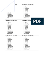 Spelling For 31st July