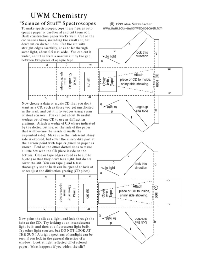 Make A Homemade Spectroscope PDF Incandescent Light Bulb Light