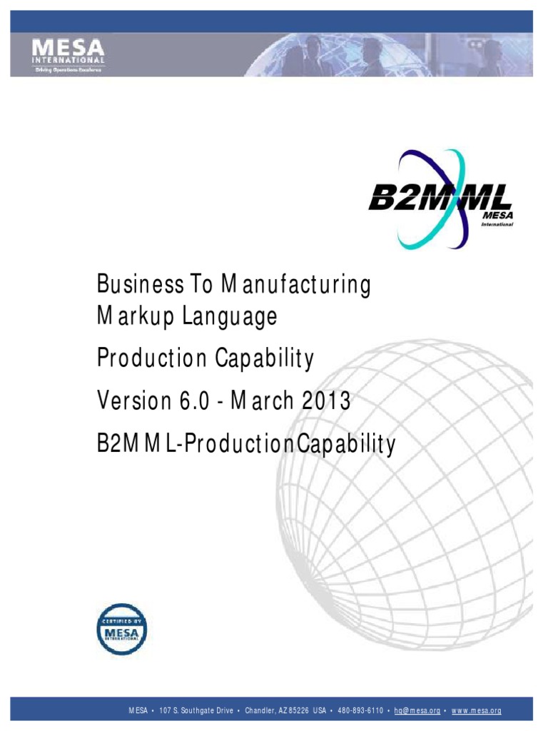 Business To Manufacturing Markup Language Production Capability Version ...