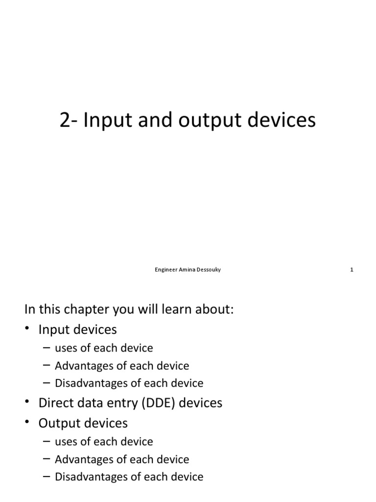 Input and Output Devices Explained | PDF