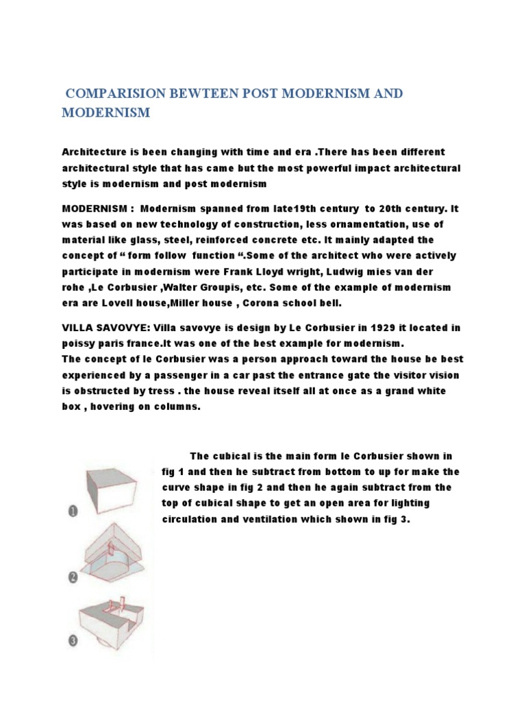 Comparision Bewteen Post Modernism and Modernism | PDF | Architectural ...