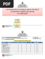 Attendance On Releasing of Self Learning Modules (SLM) S.Y.2020-2021