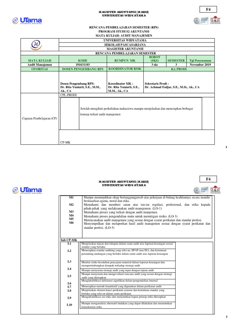 RPS - Audit Manajemen | PDF
