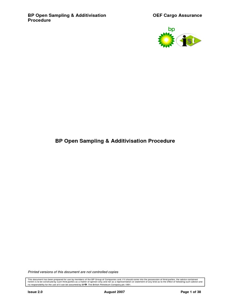 BP Open Sampling Procedure Guide | PDF | Bp | Emergency Management