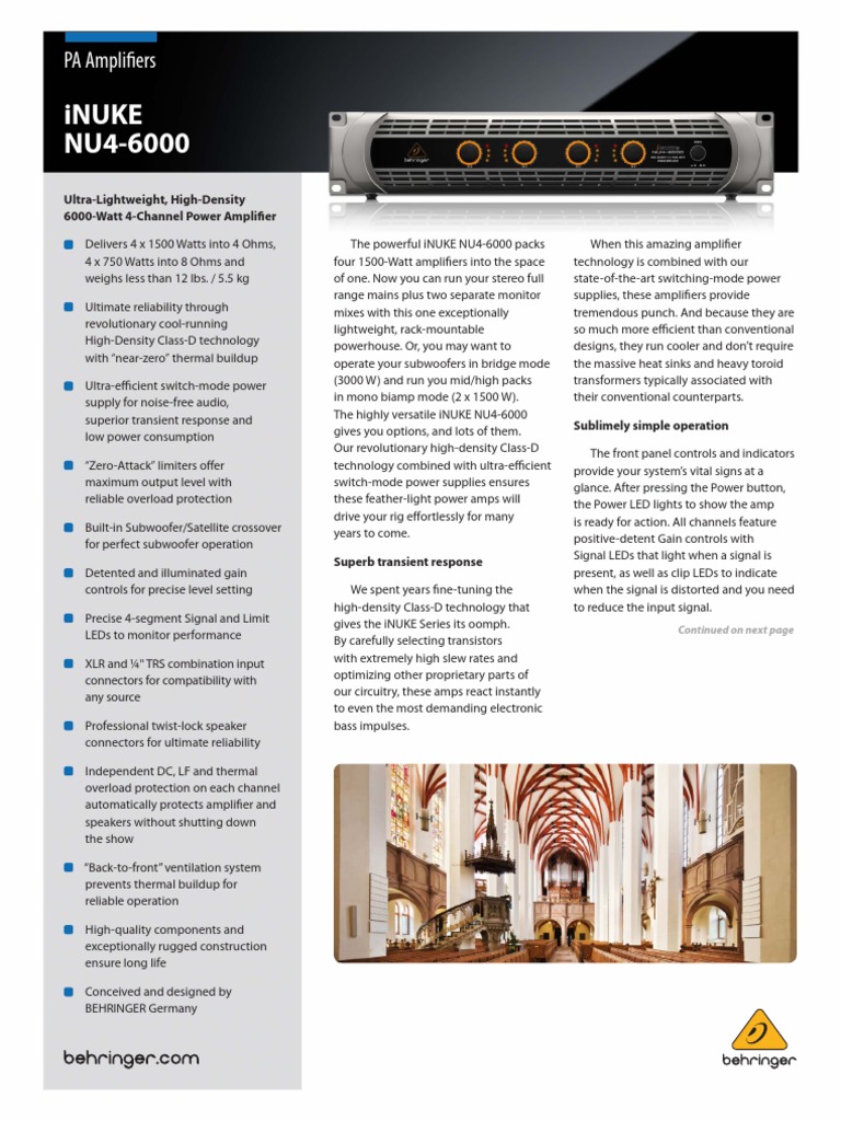 BehringerNU46000 Power Amp Manual PDF PDF Loudspeaker Amplifier
