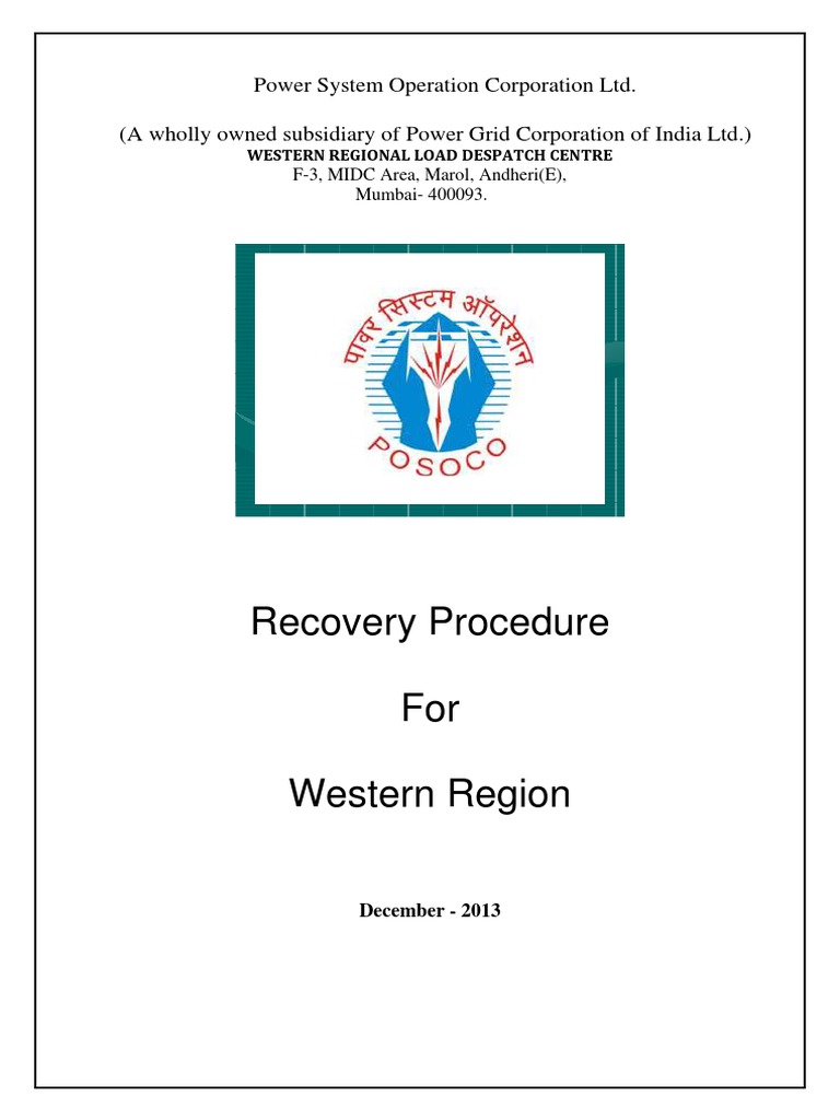 Recovery Procedure 2013 - WR - Final | PDF | Electrical Grid | Capacitor