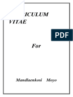 Curriculum Vitae For M.moyo