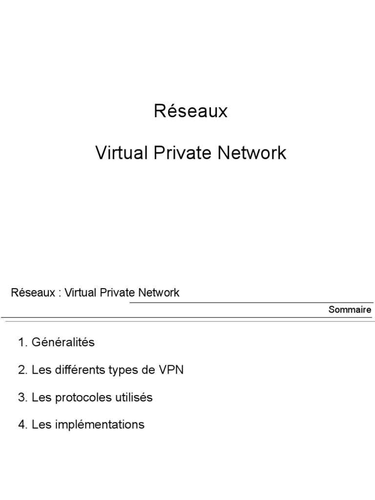 Types et Protocoles des VPN | PDF | Réseau privé virtuel | Informatique