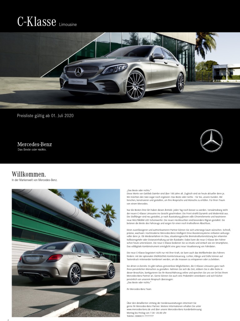 Mercedes Benz Preisliste C Klasse Limousine W205