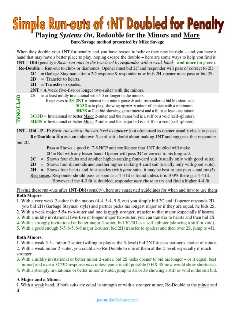 Bridge Strategy: 1NT Double Escape | PDF | Contract Bridge | Card Games