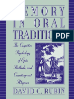 Memory in Oral Traditions - The Cognitive Psychology of Epic, Ballads, and Counting-Out Rhymes (PDFDrive) PDF