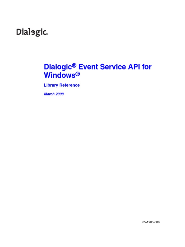 Dialogic Event Service API For Windows: Library Reference | PDF ...