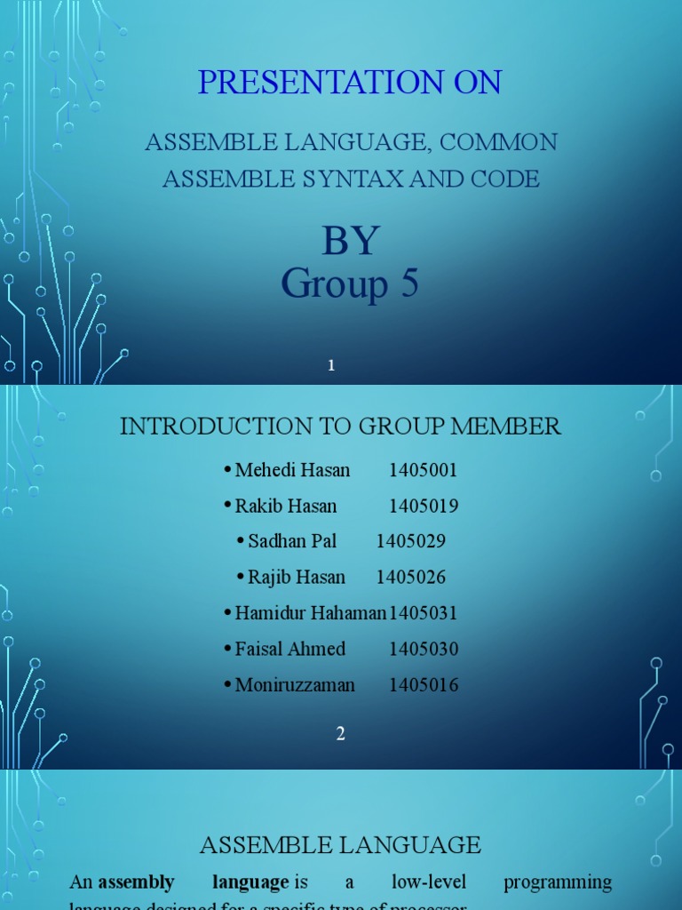 Presentation On: Assemble Language, Common Assemble Syntax and Code ...