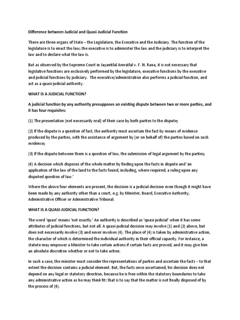 Difference Between Judicial And Quasi Judicial Function Judiciaries Discretion