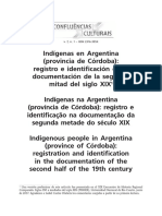Indígenas en Argentina (Provincia de Córdoba) : Registro e Identificación en La Documentación de La Segunda Mitad Del Siglo XIX