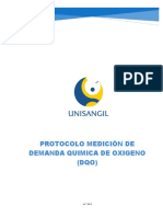 Protocolo Medición de Demanda Quimica de Oxigeno (DQO)