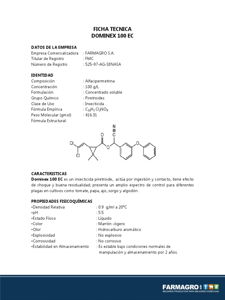 Ficha Técnica de Dominex 100 EC | PDF | Salud y bienestar | Tecnología