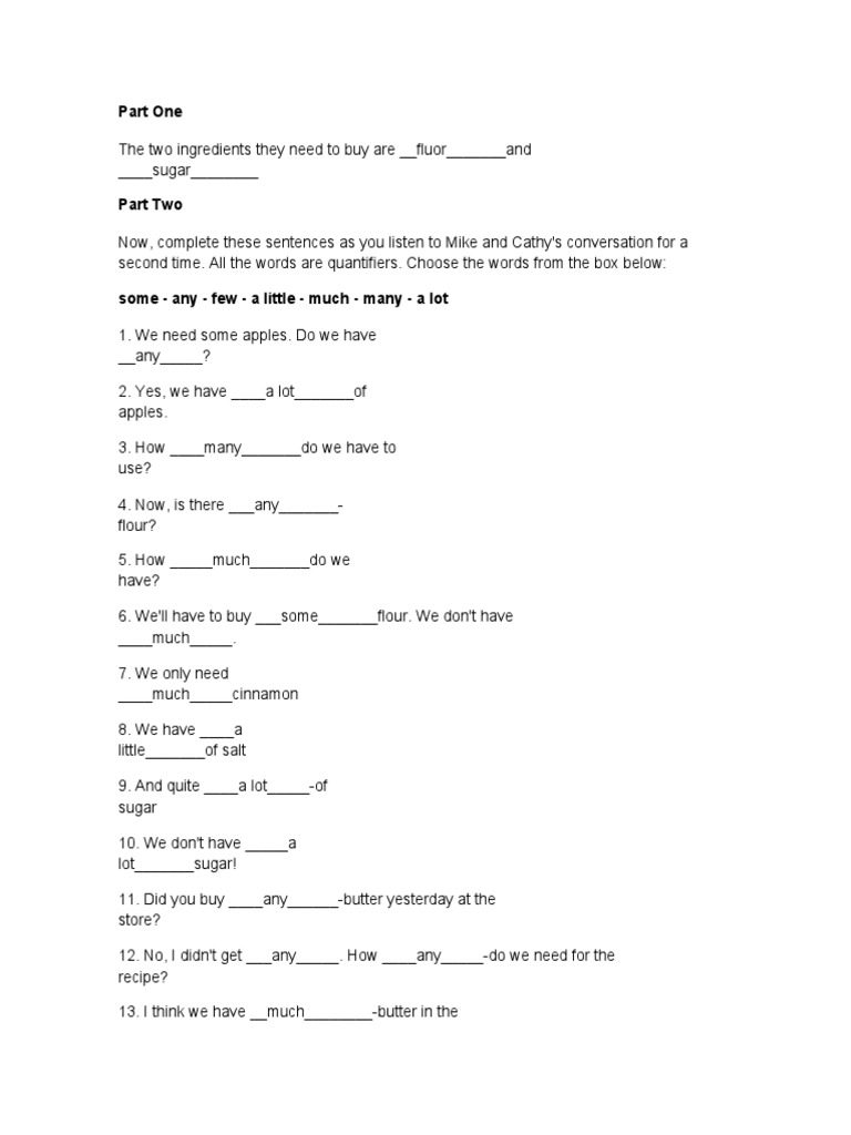 Quantifiers Listening | PDF