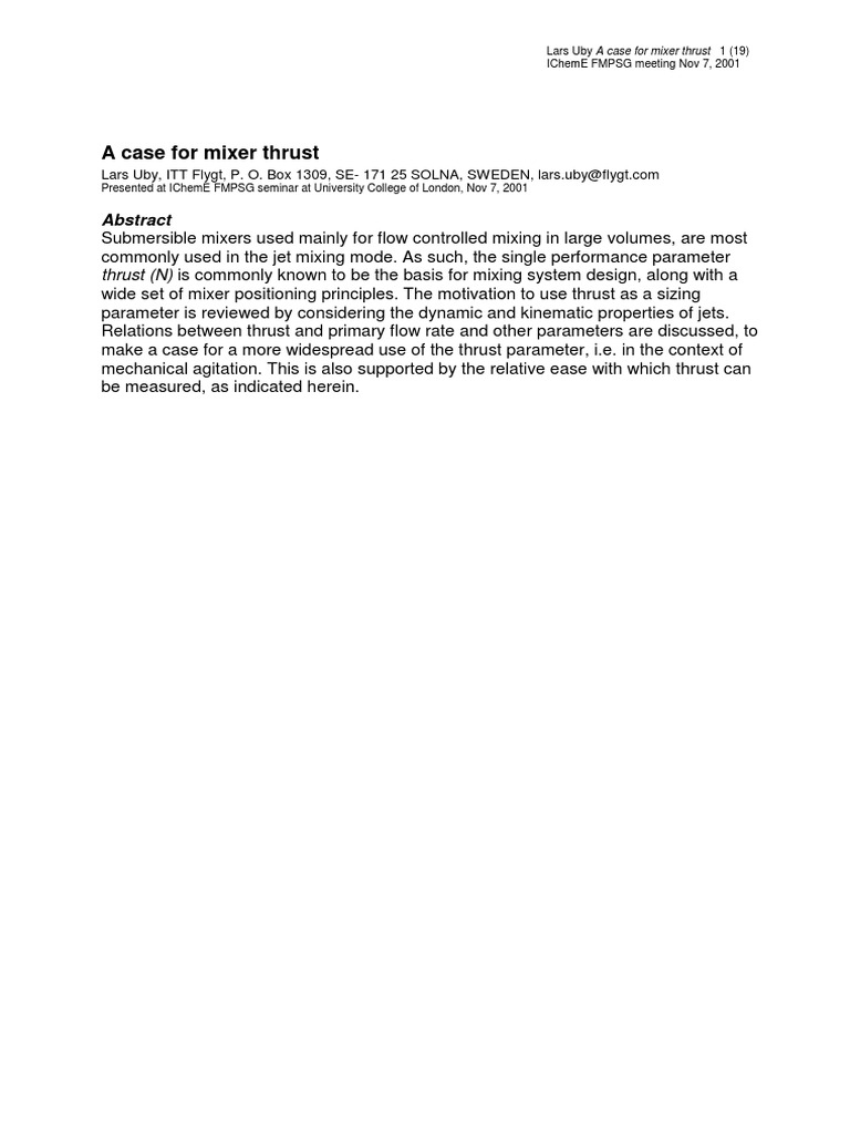 A Case For Thrust Jet Engine Fluid Dynamics