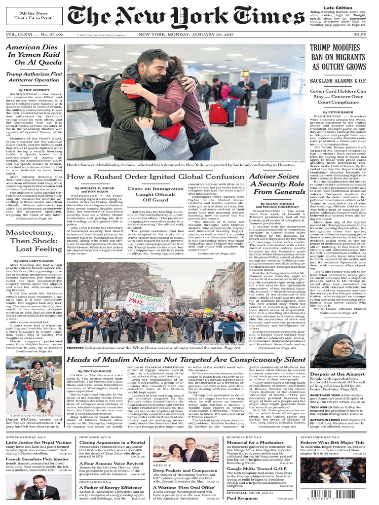 The New York Times 2017-01-30, PDF, American Government