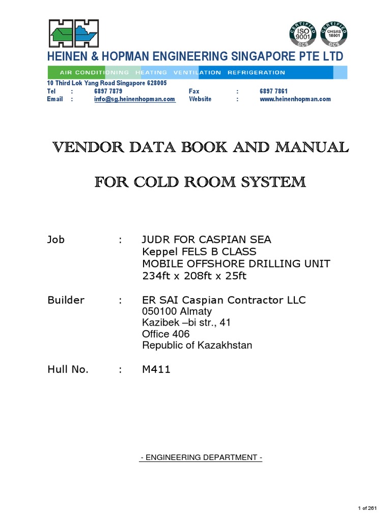 Manual For Cold Room System As Built Refrigerator Automation