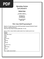 Operating System Lab Journal 6: Title: Linux Shell Programming II