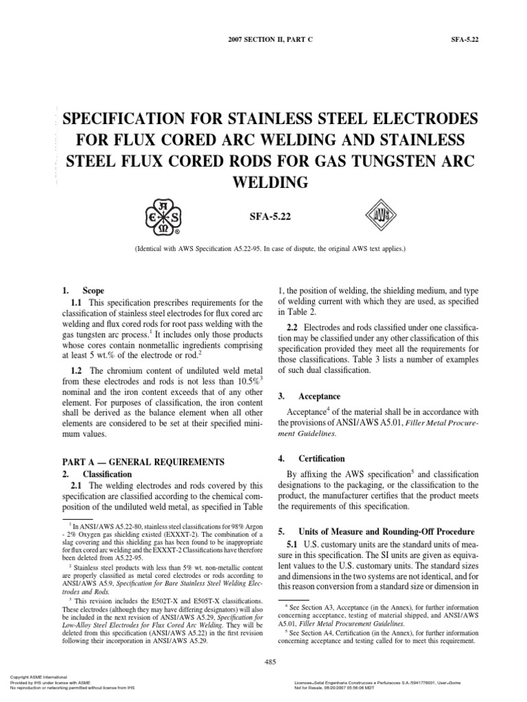 Sfa 5.22 PDF PDF Welding Construction