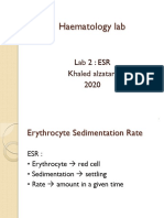 Haematology Lab: Lab 2: ESR Khaled Alzatari 2020