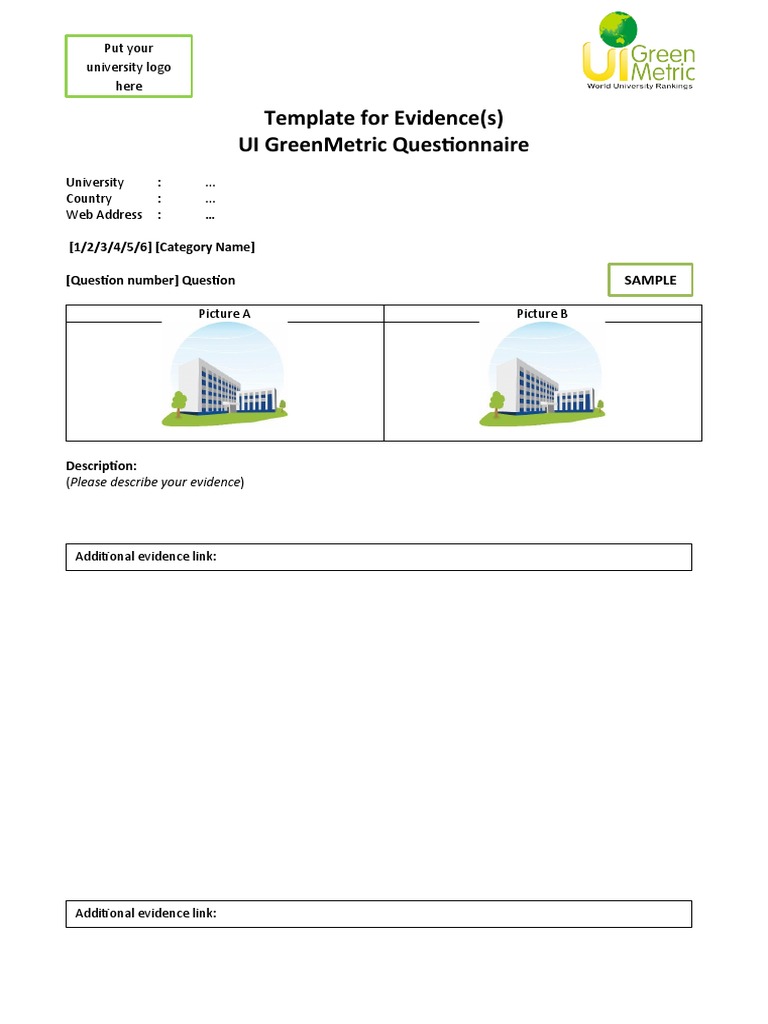 UI GreenMetric Evidence Template | PDF