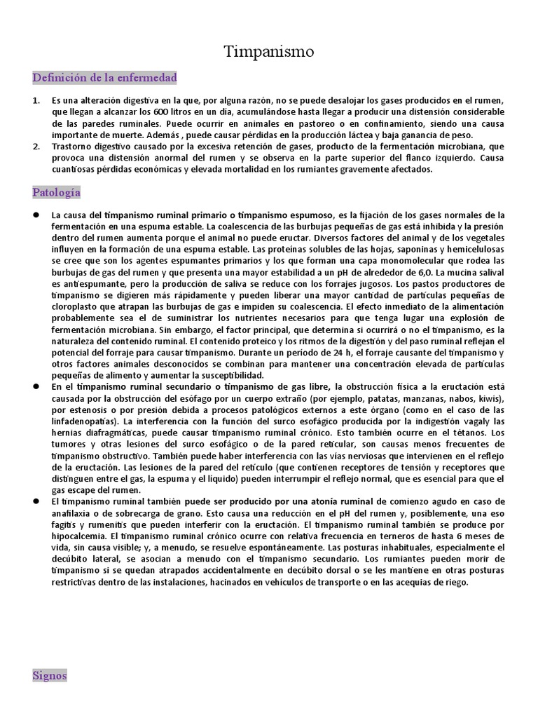 Timpanismo PDF Especialidades Medicas Enfermedades animales