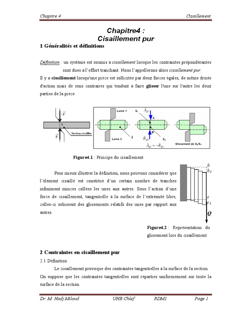 Définition et Calcul du Cisaillement | PDF | Contrainte de cisaillement ...