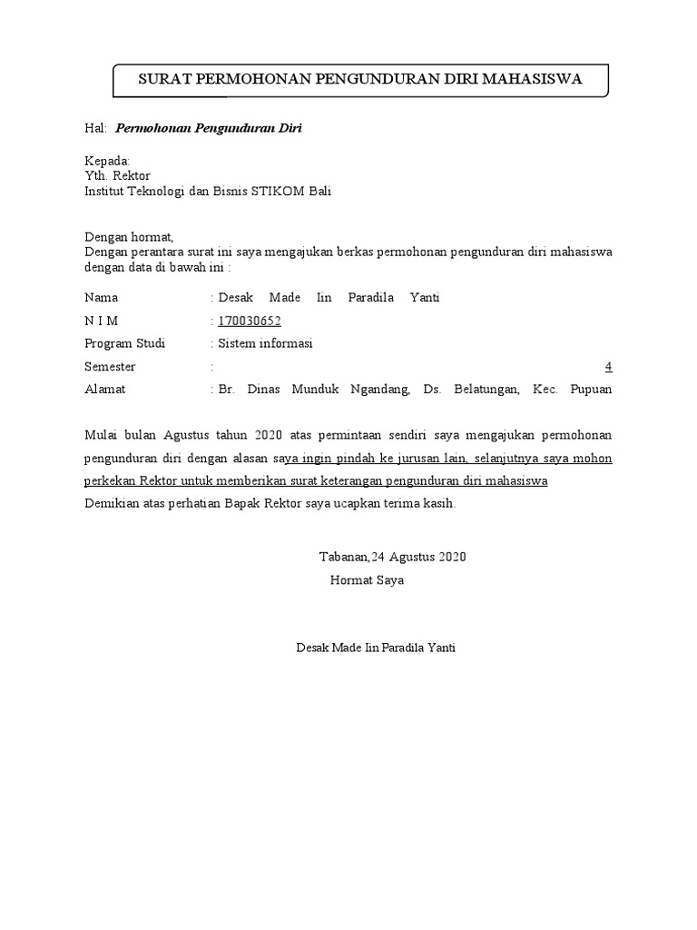 Download 66+ Contoh Surat Surat Pengunduran Diri Gratis